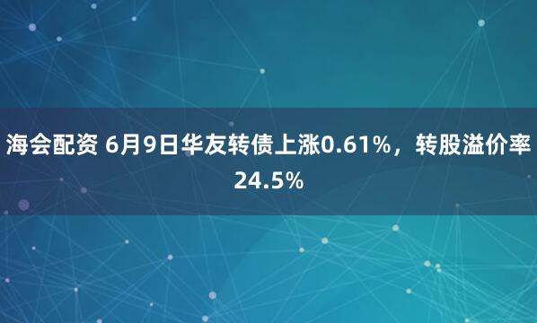 海会配资 6月9日华友转债上涨0.61%，转股溢价率24.5%