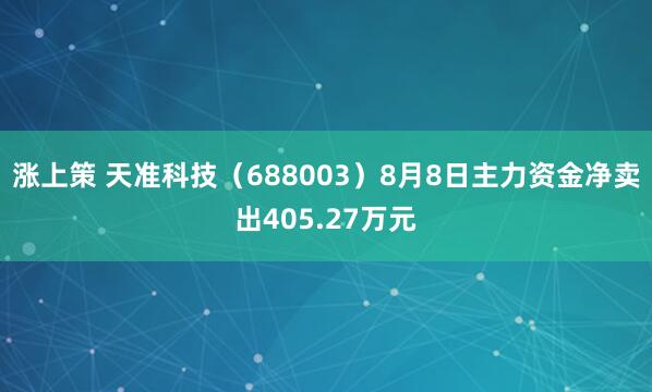 涨上策 天准科技（688003）8月8日主力资金净卖出405.27万元