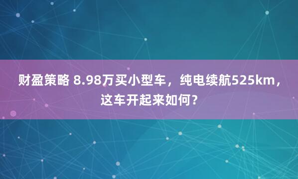 财盈策略 8.98万买小型车,纯电续航525km,这车开起来如何?